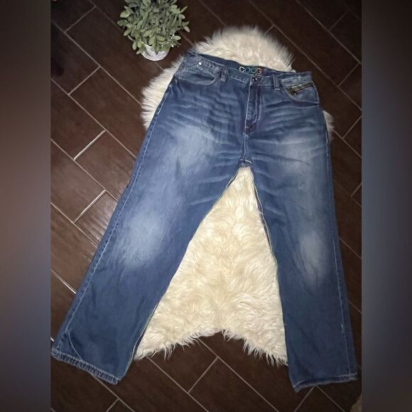 Coogi Australian Mens Jeans 42 x 35 Embroidered Baggy Hip Hop 90s Blue - Picture 5 of 12